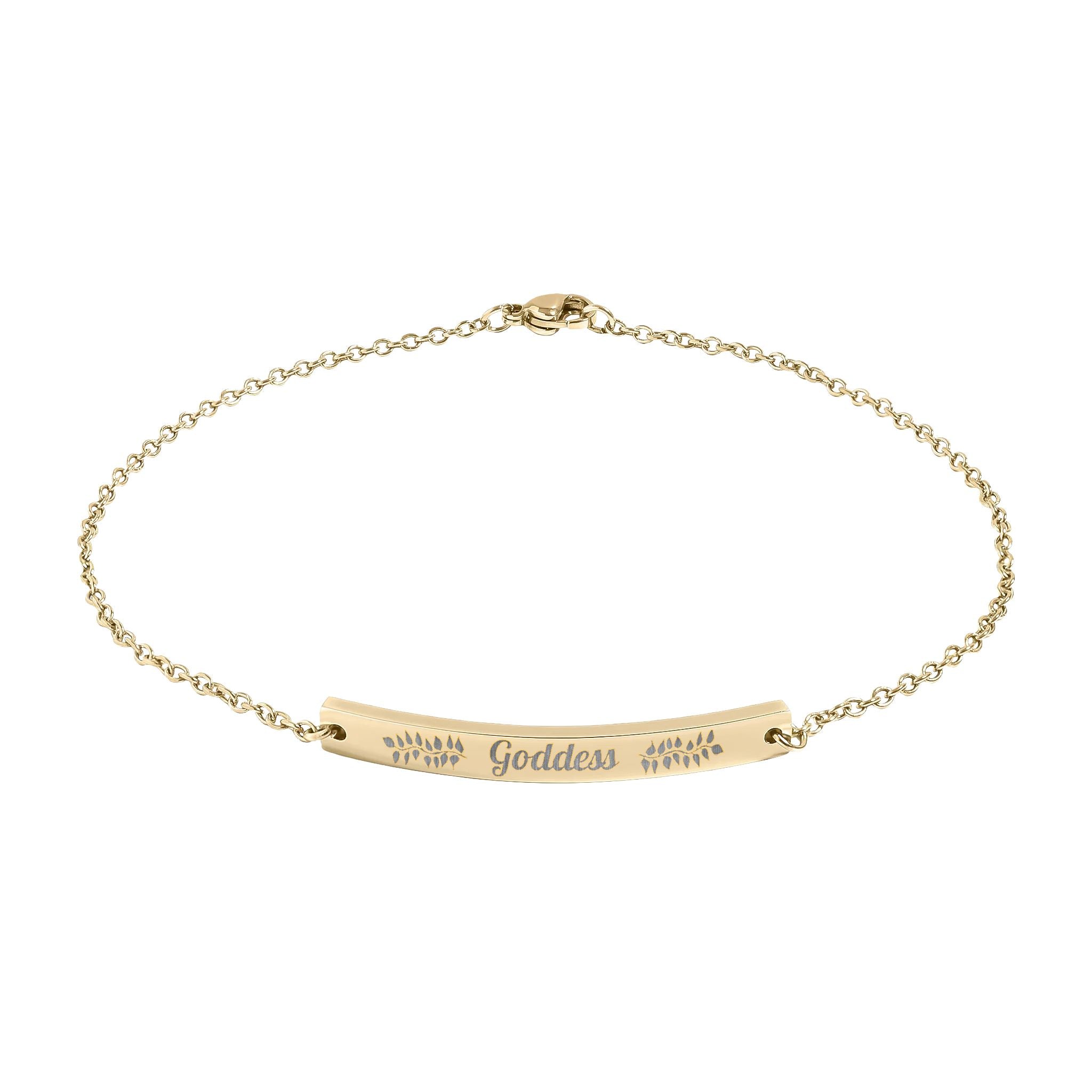 Engravable Curved Bar Anklet — Personalized Gold or Silver Anklet