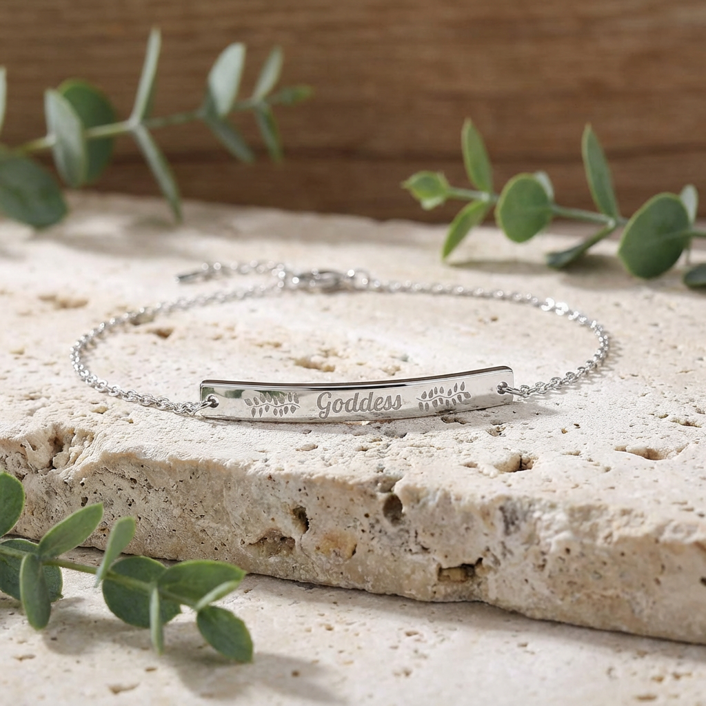 Engravable Curved Bar Anklet — Personalized Gold or Silver Anklet