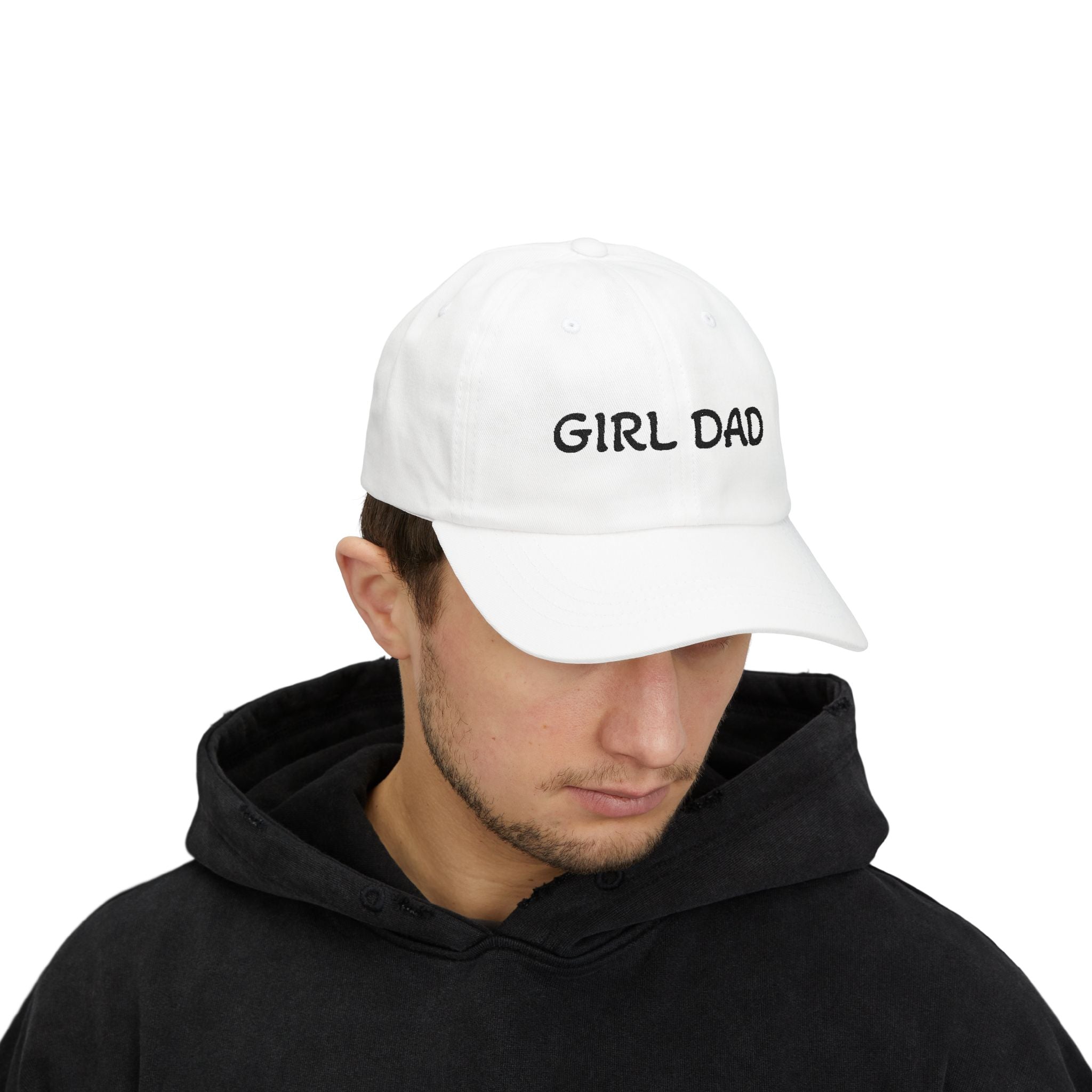 Girl Dad Classic Dad Cap — Embroidered White Baseball Hat for Fathers, Father’s Day Gift